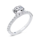 Shah Luxury Round Diamond Engagement Ring In 14K White Gold (Semi-Mount) photo 2