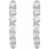 14K White 1/2 CTW Diamond 15.25 mm Hoop Earrings photo 2