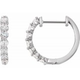 14K White 1/2 CTW Diamond 15.25 mm Hoop Earrings photo