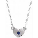 14K White Blue Sapphire Heart 16 Necklace photo