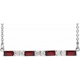 14K White Garnet & 1/5 CTW Diamond Bar 16-18 Necklace photo