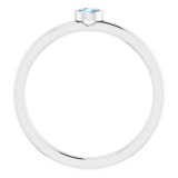 14K White 3 mm Round Aquamarine Ring photo 2