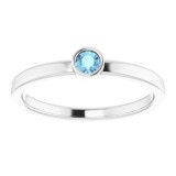 14K White 3 mm Round Aquamarine Ring photo 3