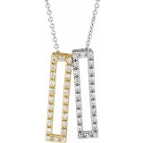 14K White & Yellow 1/3 CTW Diamond Rectangle 16-18 Inch Necklace photo