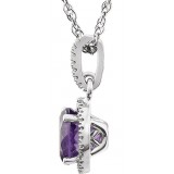 14K White Amethyst & 1/10 CTW Diamond 18 Necklace photo 2