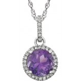 14K White Amethyst & 1/10 CTW Diamond 18 Necklace photo