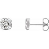 Platinum 1/2 CTW Diamond Cluster Earrings photo