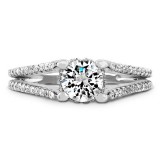 14k White Gold Raised Shank Diamond Engagement Semi Mount Ring photo