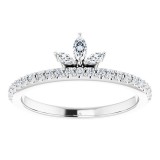 14K White 1/3 CTW Diamond Stackable Crown Ring photo 3
