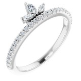 14K White 1/3 CTW Diamond Stackable Crown Ring photo