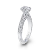 Shah Luxury 14K White Gold Round Diamond Floral Engagement Ring (Semi-Mount) photo 3