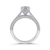 Shah Luxury 14K White Gold Round Diamond Floral Engagement Ring (Semi-Mount) photo 4