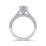 Shah Luxury 14K White Gold Round Diamond Floral Engagement Ring (Semi-Mount) photo 4