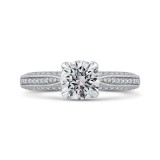 Shah Luxury 14K White Gold Round Diamond Floral Engagement Ring (Semi-Mount) photo