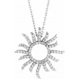 14K White 3/8 CTW Diamond Beaming Sun 16 Necklace photo