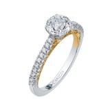 Shah Luxury Round Diamond Engagement Ring In 14K Two-Tone Gold (Semi-Mount) photo 2