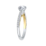 Shah Luxury Round Diamond Engagement Ring In 14K Two-Tone Gold (Semi-Mount) photo 3