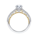 Shah Luxury Round Diamond Engagement Ring In 14K Two-Tone Gold (Semi-Mount) photo 4