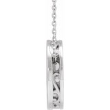 14K White 17 mm Scroll Disc 16-18 Necklace photo 2