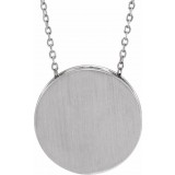 14K White 17 mm Scroll Disc 16-18 Necklace photo