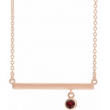 14K Rose Mozambique Garnet Bezel-Set 18 Bar Necklace photo