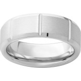 Serinium Beveled Edge Band with Milled Vertical Grooves and Satin Finish photo