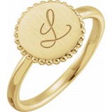 14K Yellow Engravable Beaded Ring photo 3