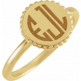 14K Yellow Engravable Beaded Ring photo 4