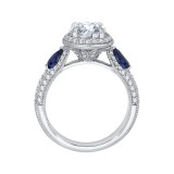 Shah Luxury 14K White Gold Round Diamond Halo Engagement Ring with Sapphire (Semi-Mount) photo 4