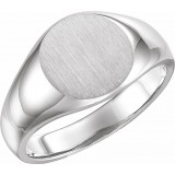 14K White 13 mm Round Signet Ring photo