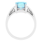 14K White Aquamarine Scroll Settingu00ae Ring photo 2