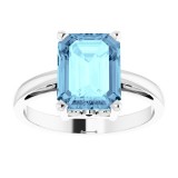 14K White Aquamarine Scroll Settingu00ae Ring photo 3