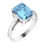 14K White Aquamarine Scroll Settingu00ae Ring photo