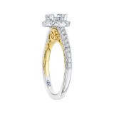 Shah Luxury 14K Two-Tone Gold Cushion Diamond Halo Engagement Ring (Semi-Mount) photo 3
