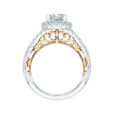 Shah Luxury 14K Two-Tone Gold Cushion Diamond Halo Engagement Ring (Semi-Mount) photo 4