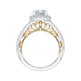 Shah Luxury 14K Two-Tone Gold Cushion Diamond Halo Engagement Ring (Semi-Mount) photo 4