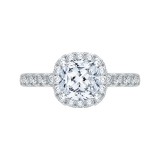 Shah Luxury 14K Two-Tone Gold Cushion Diamond Halo Engagement Ring (Semi-Mount) photo