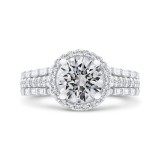 Shah Luxury 14K White Gold Round Cut Diamond Halo Engagement Ring  (With Center) photo