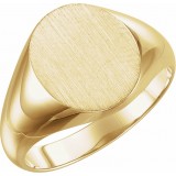 18K Yellow 14x12 mm Oval Signet Ring photo 3
