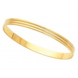 14K Yellow 6 mm Grooved Bangle Bracelet photo 3