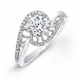 18k White Gold Swirl Pave Diamond Engagement Ring photo