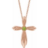 14K Rose Peridot Cross 16-18 Necklace photo