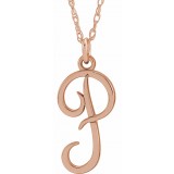 14K Rose Script Initial P 16-18 Necklace photo