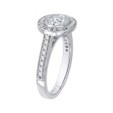 Shah Luxury 14K White Gold Oval Diamond Halo Engagement Ring (Semi-Mount) photo 3