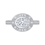 Shah Luxury 14K White Gold Oval Diamond Halo Engagement Ring (Semi-Mount) photo