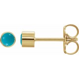 14K Yellow Turquoise Bezel-Set Earrings photo