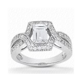 14k White Gold Diamond Semi-Mount Halo Engagement Ring photo