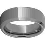 Rugged Tungsten  8mm Faceted Top Beveled Edge Polished Band photo