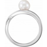 14K White Freshwater Cultured Pearl Solitaire Ring photo 2