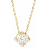 14K Yellow 1/2 CT Diamond Solitaire 16-18 Necklace photo